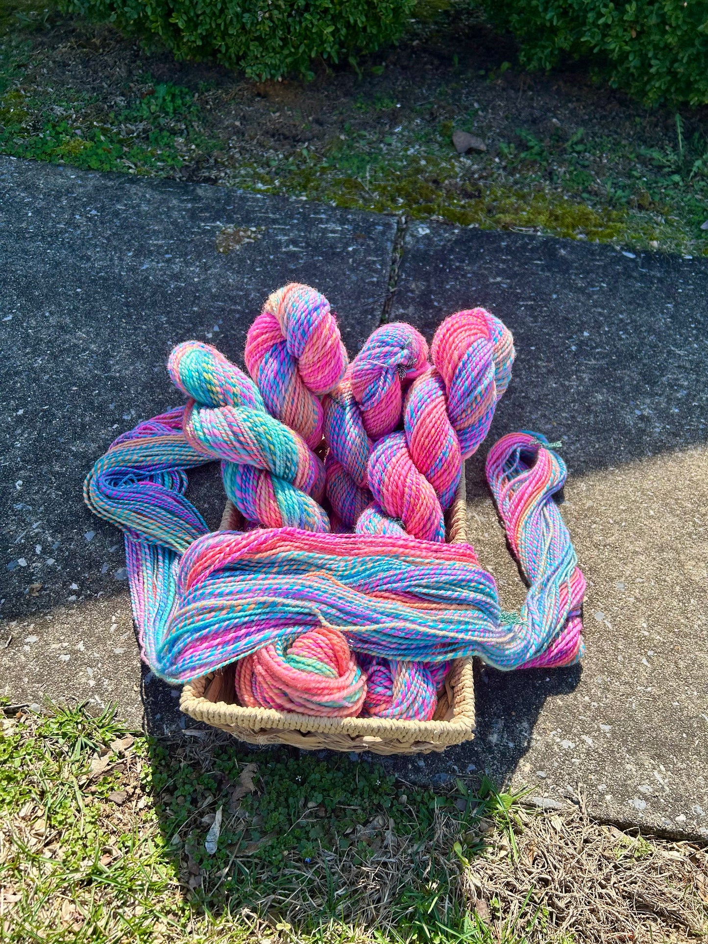 Hand Spun Yarn | Sunset Fractal | 100g Hank