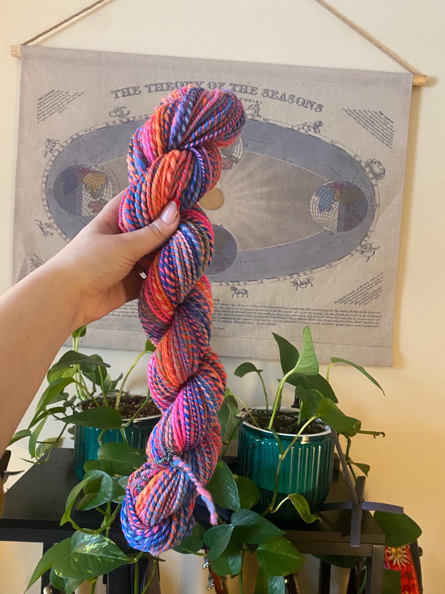Hand Spun Yarn | Sunset Fractal | 100g Hank