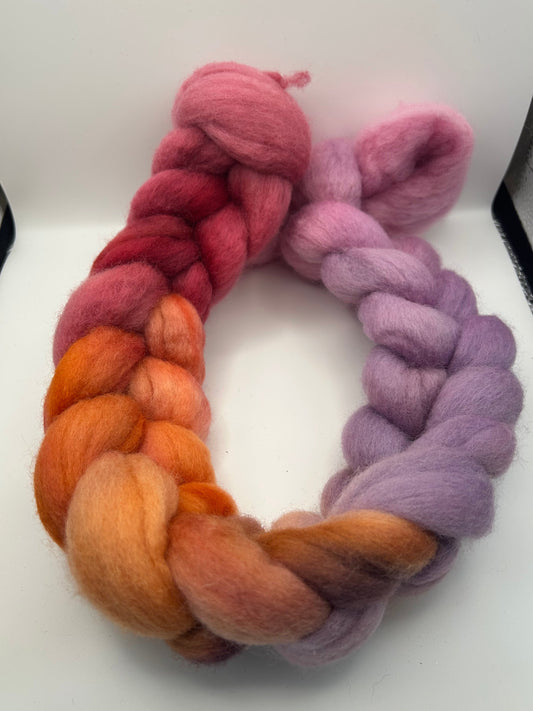Hand Dyed Falkland Wool Roving for Spinning, Felting (50-100g) | Ember