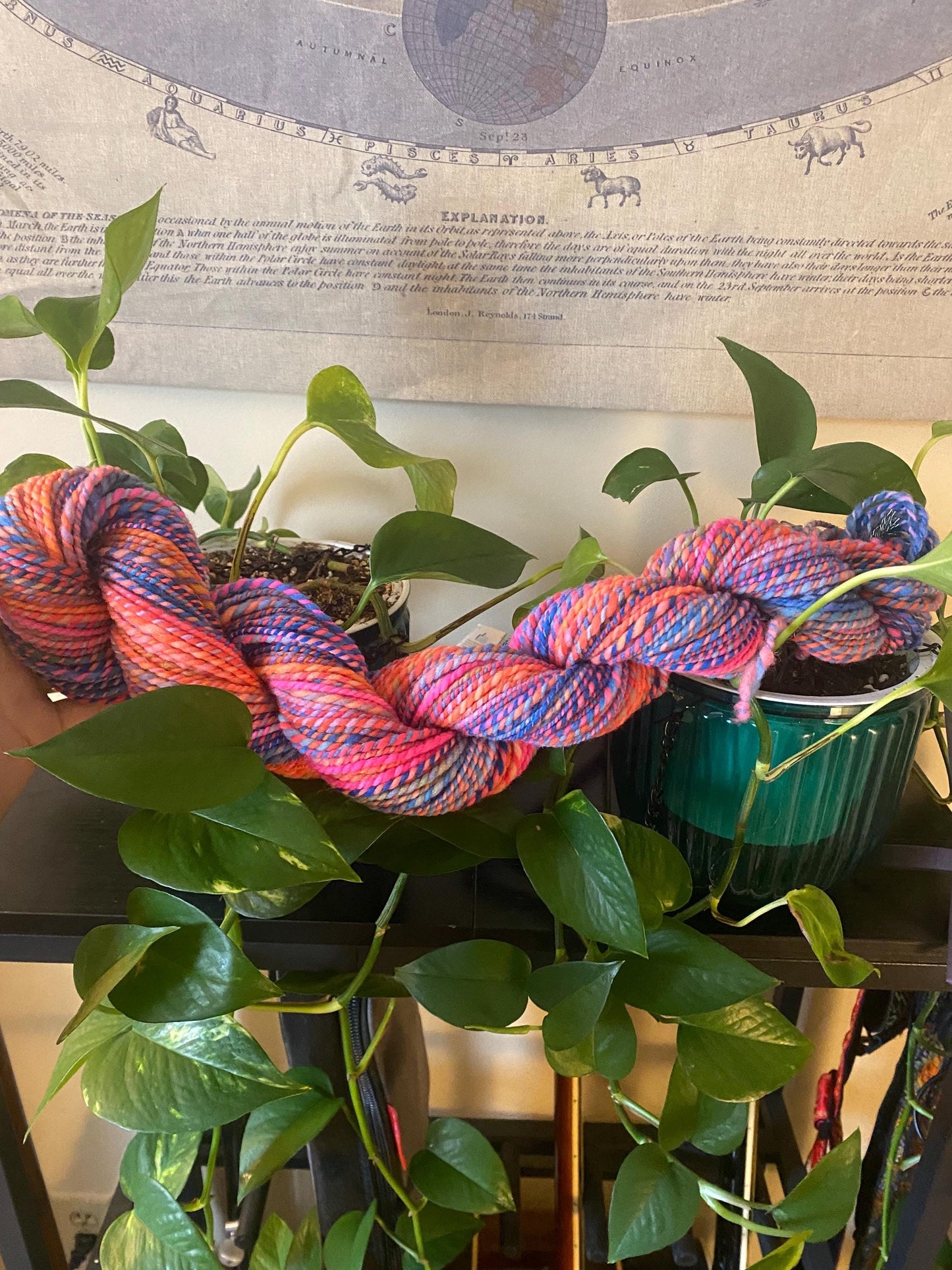 Hand Spun Yarn | Sunset Fractal | 100g Hank