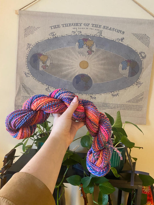Hand Spun Yarn | Sunset Fractal | 100g Hank