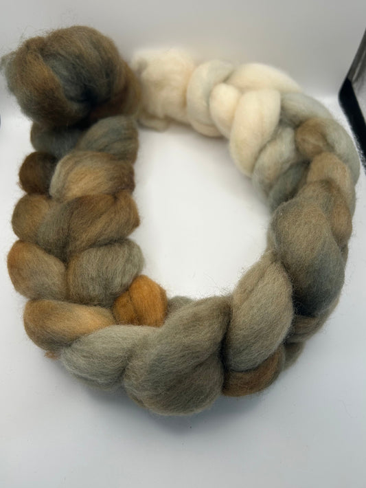 Hand Dyed Falkland Wool Roving for Spinning, Felting (50-100g) | Brindle