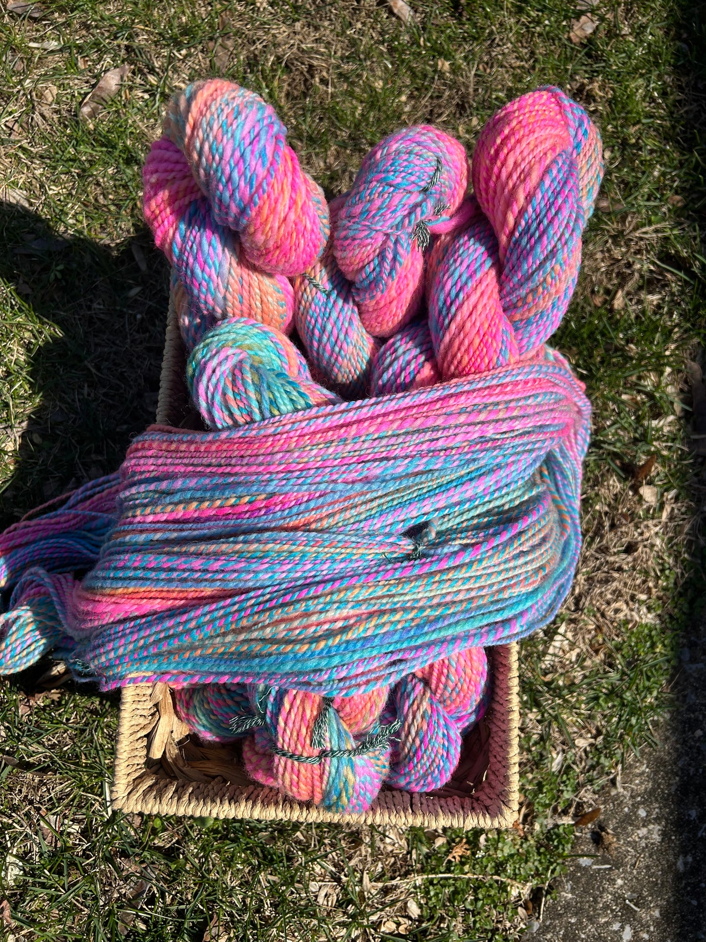 Hand Spun Yarn | Sunset Fractal | 100g Hank