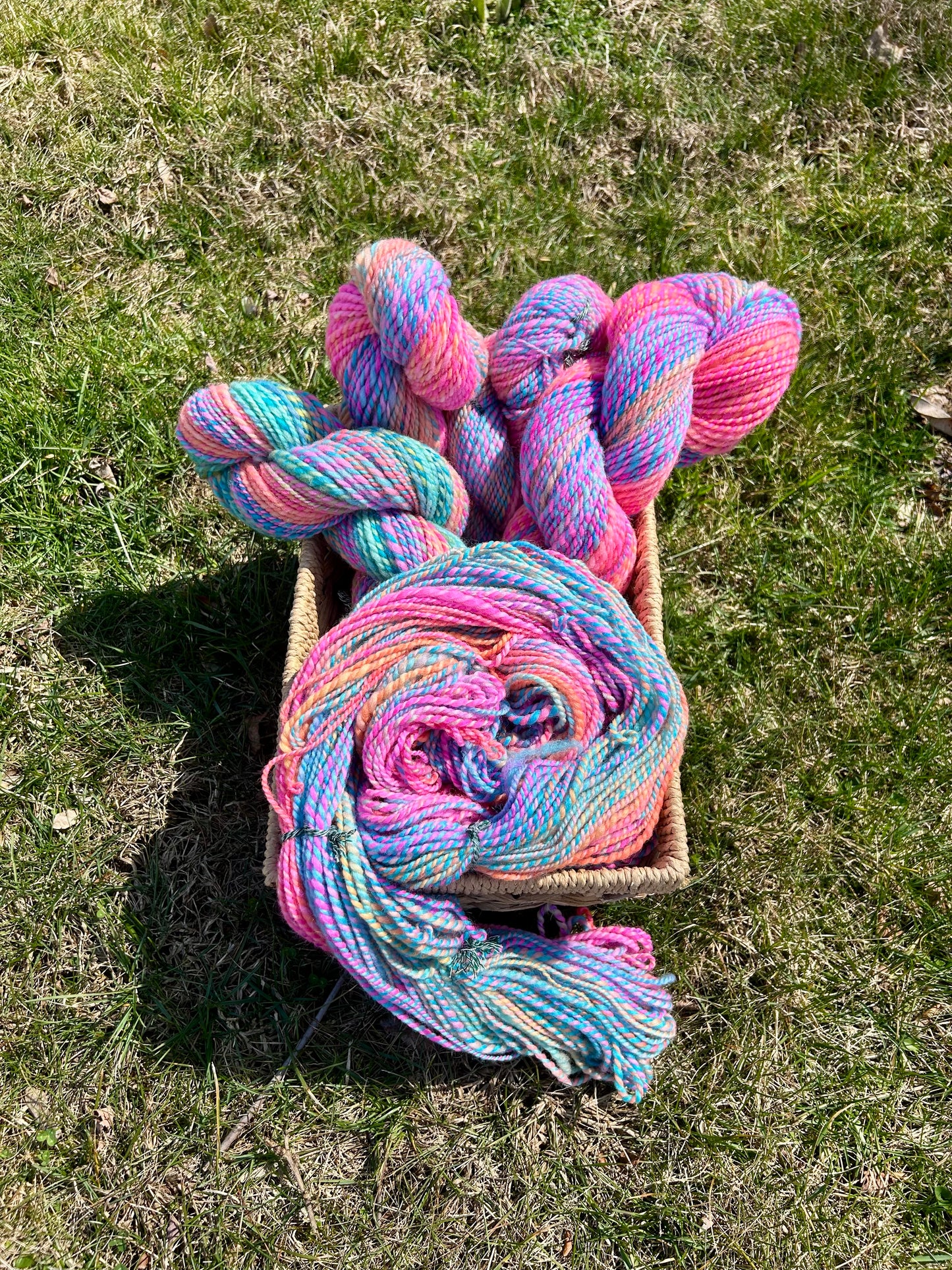 Hand Spun Yarn | Sunset Fractal | 100g Hank