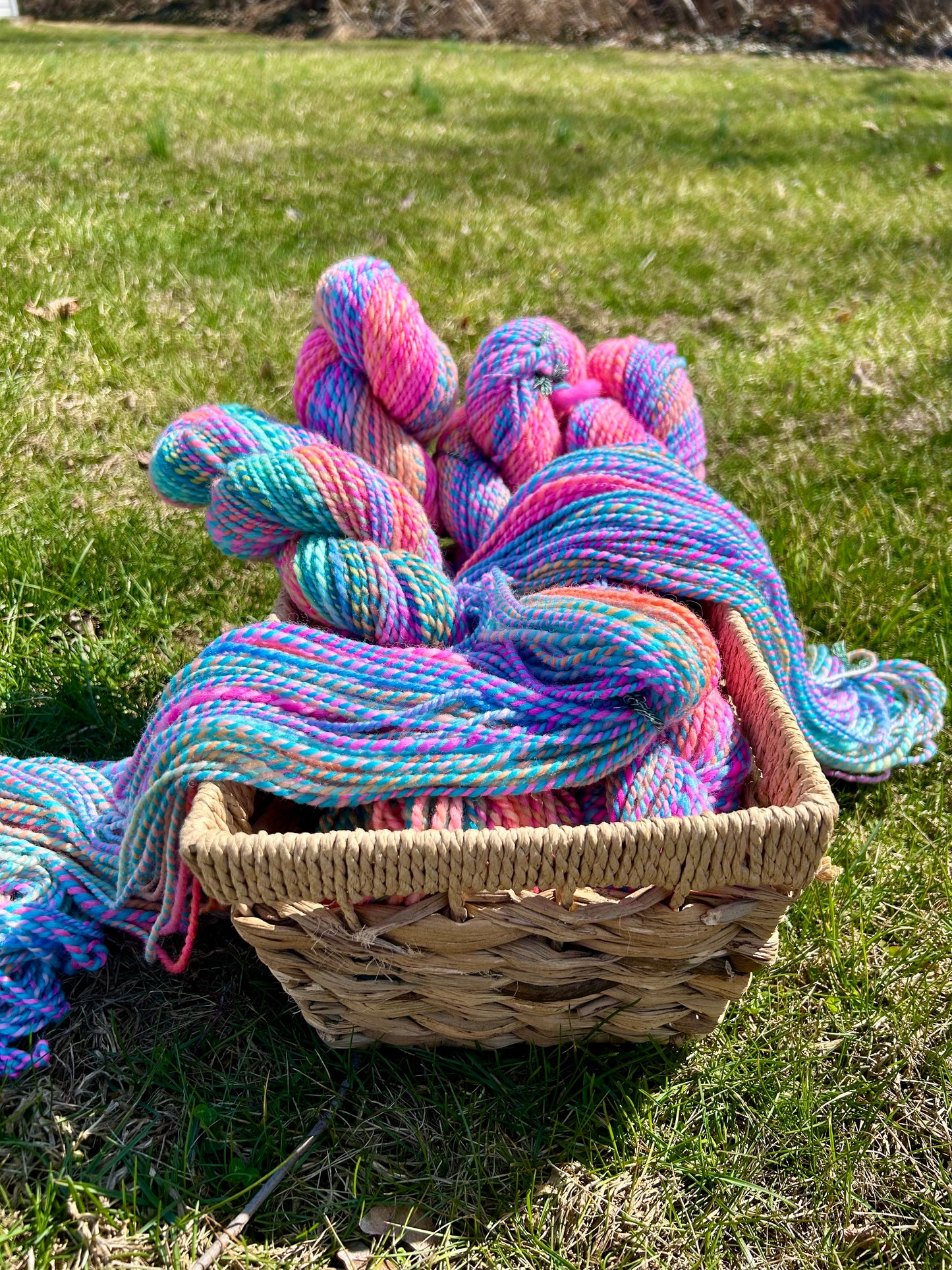 Hand Spun Yarn | Sunset Fractal | 100g Hank